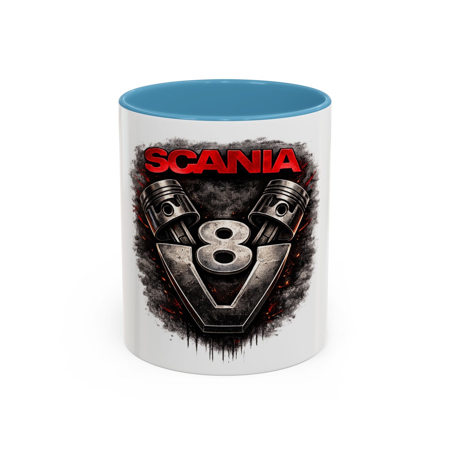 Scania V8 Engine Logo Accent Coffee Mug – Truck Driver Gift