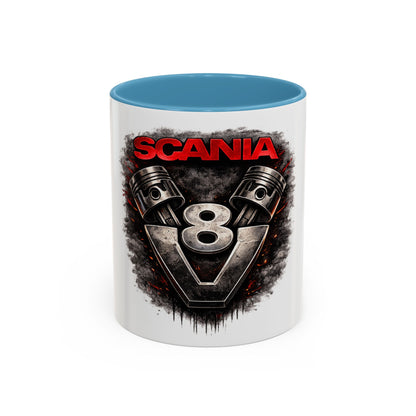 Scania V8 Engine Logo Accent Coffee Mug – Truck Driver Gift