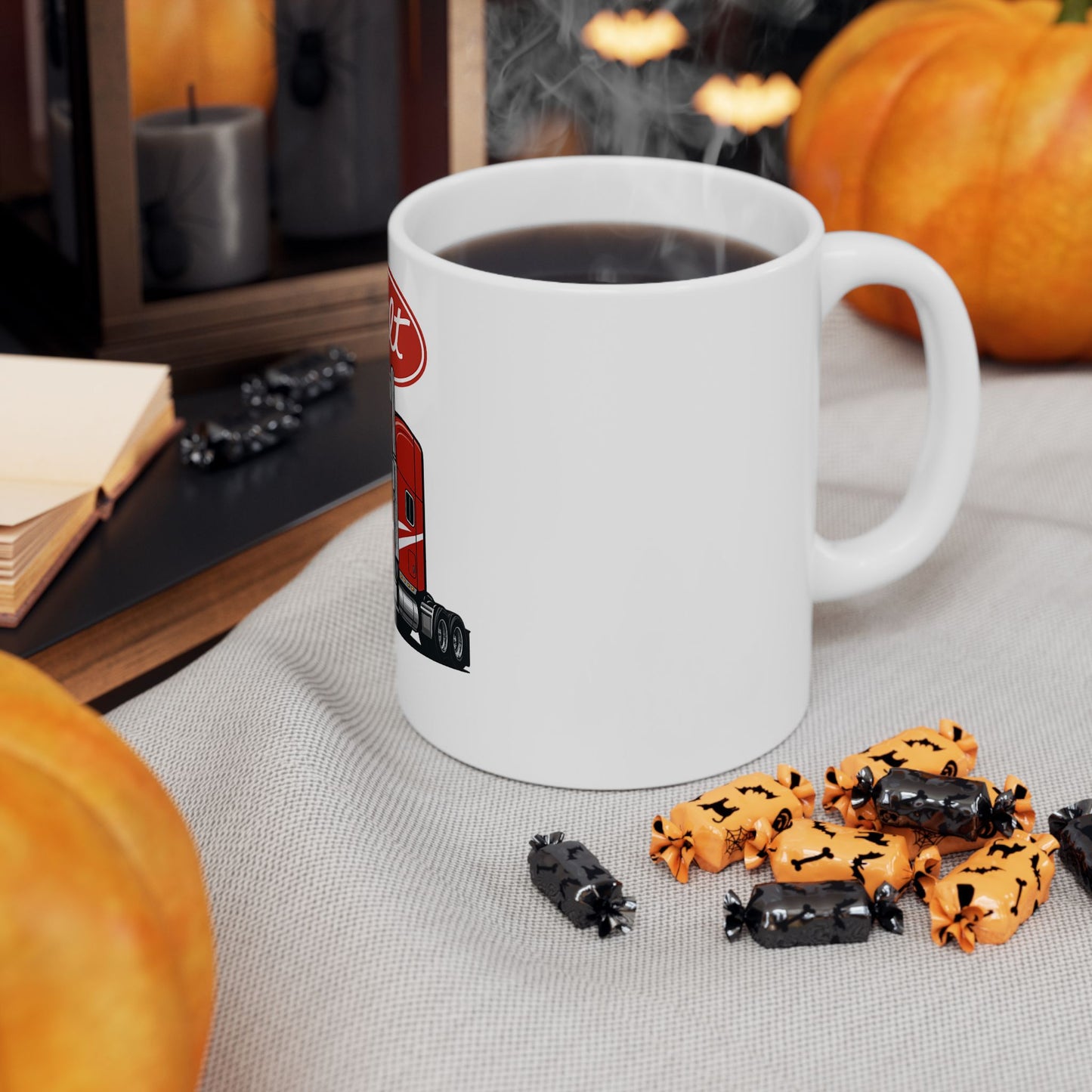 Peterbilt Red Semi Truck Ceramic Mug — 11oz & 15oz Coffee Cup