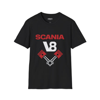 Scania V8 Engine T-Shirt — Trucker Vintage Motor Piston Tee
