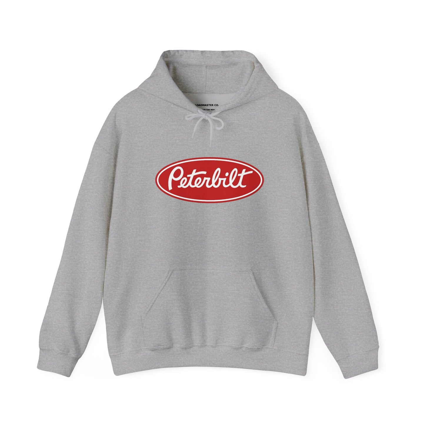 Peterbilt Logo Truck Hoodie — Red Semi-Truck Graphic Hooded Sweatshirt