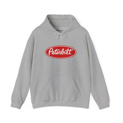 Peterbilt Logo Truck Hoodie — Red Semi-Truck Graphic Hooded Sweatshirt