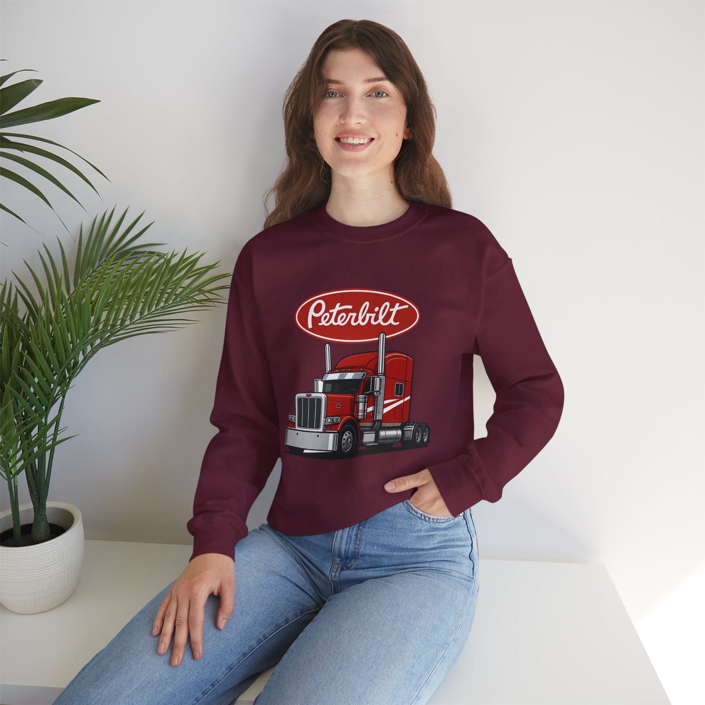 Peterbilt Red Semi Truck Crewneck Sweatshirt