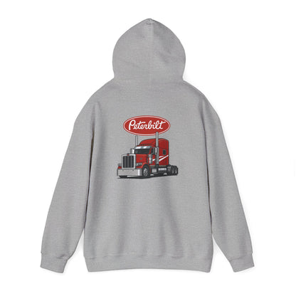 Peterbilt Logo Truck Hoodie — Red Semi-Truck Graphic Hooded Sweatshirt