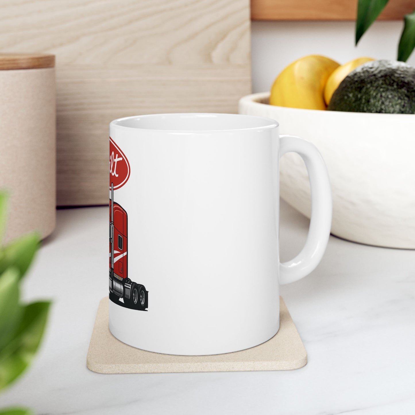 Peterbilt Red Semi Truck Ceramic Mug — 11oz & 15oz Coffee Cup