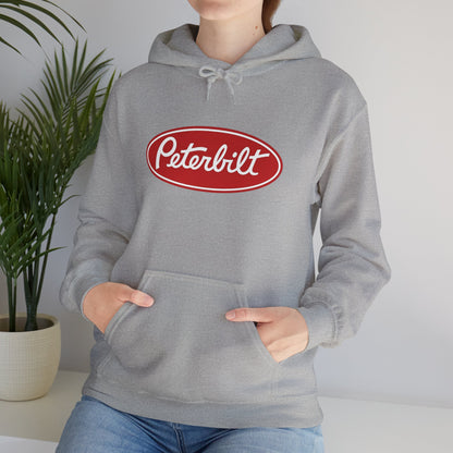 Peterbilt Logo Truck Hoodie — Red Semi-Truck Graphic Hooded Sweatshirt