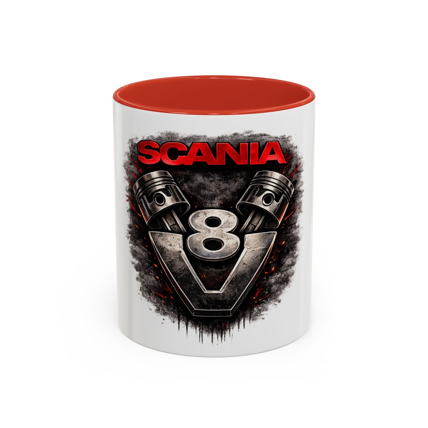 Scania V8 Engine Logo Accent Coffee Mug – Truck Driver Gift