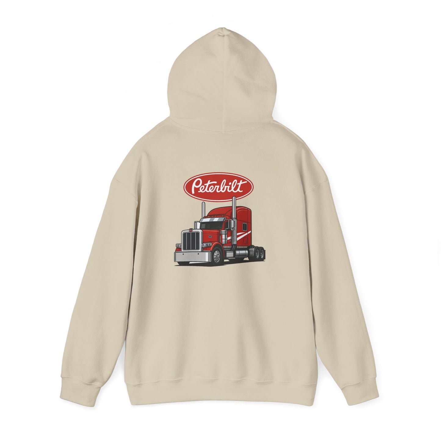 Peterbilt Logo Truck Hoodie — Red Semi-Truck Graphic Hooded Sweatshirt