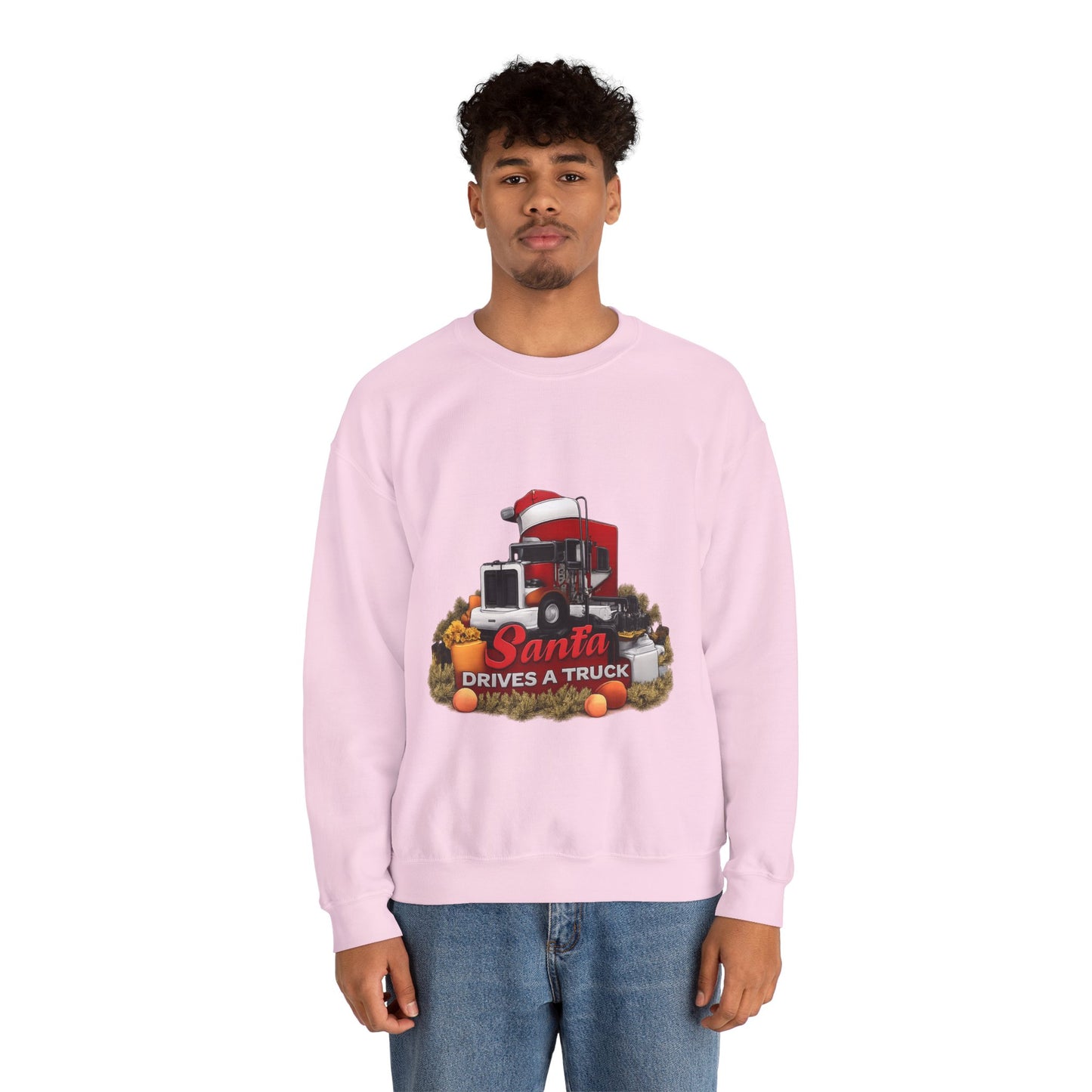 Santa Drives a Truck Sweatshirt — Christmas Trucking Holiday Crewneck