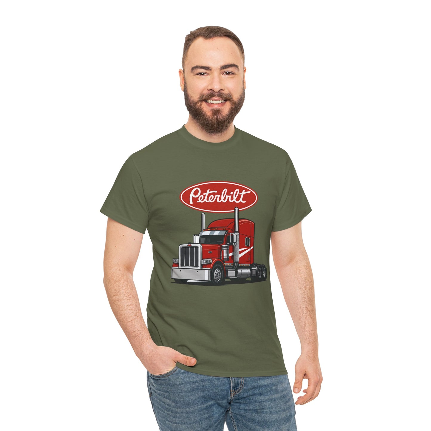 Peterbilt Red Semi Truck Graphic T-Shirt — Trucker Tee for Drivers & Fans