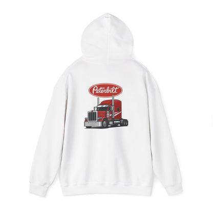 Peterbilt Logo Truck Hoodie — Red Semi-Truck Graphic Hooded Sweatshirt