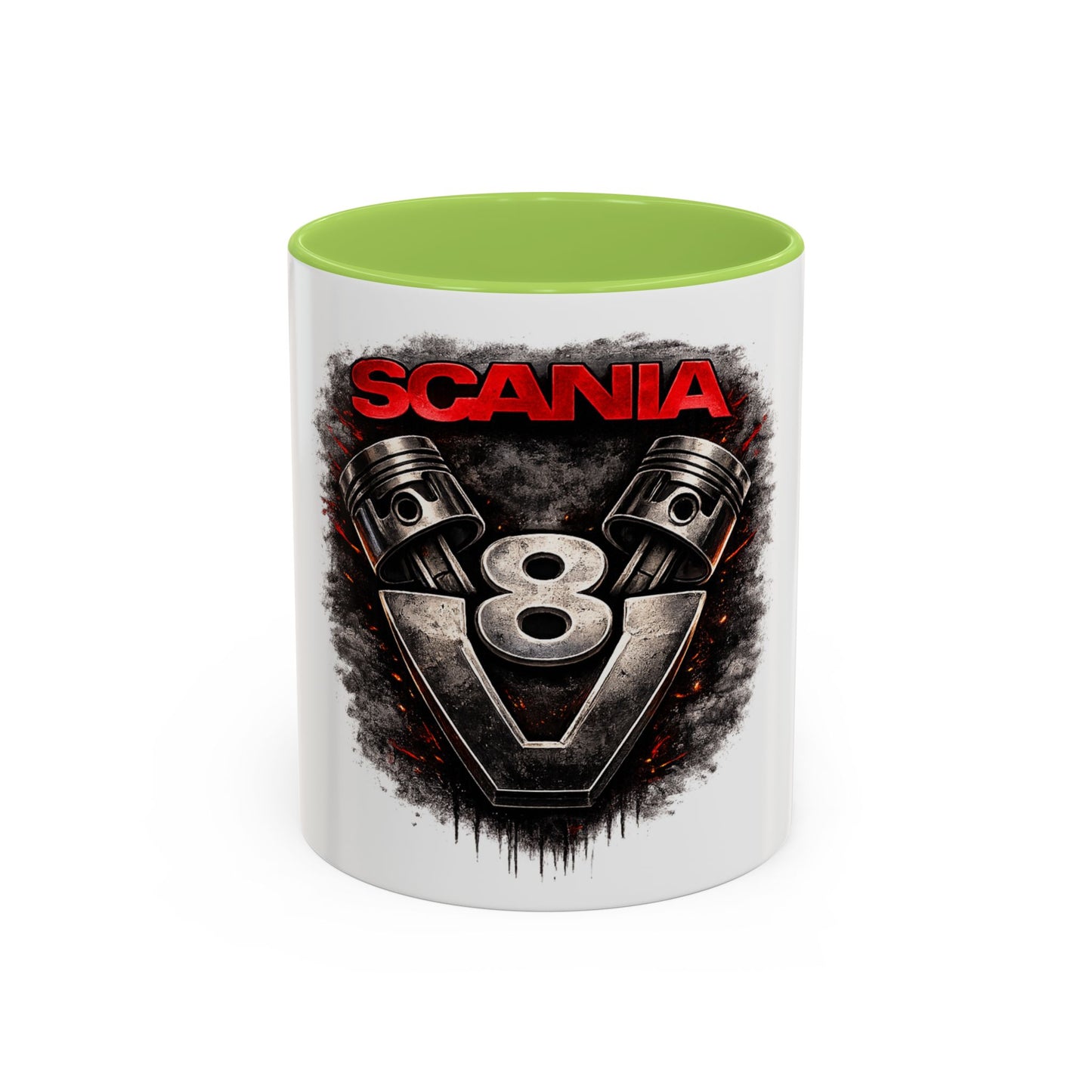 Scania V8 Engine Logo Accent Coffee Mug – Truck Driver Gift