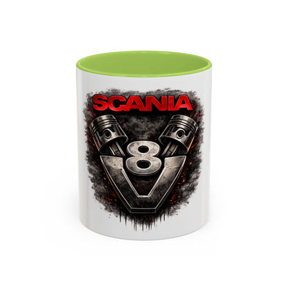 Scania V8 Engine Logo Accent Coffee Mug – Truck Driver Gift